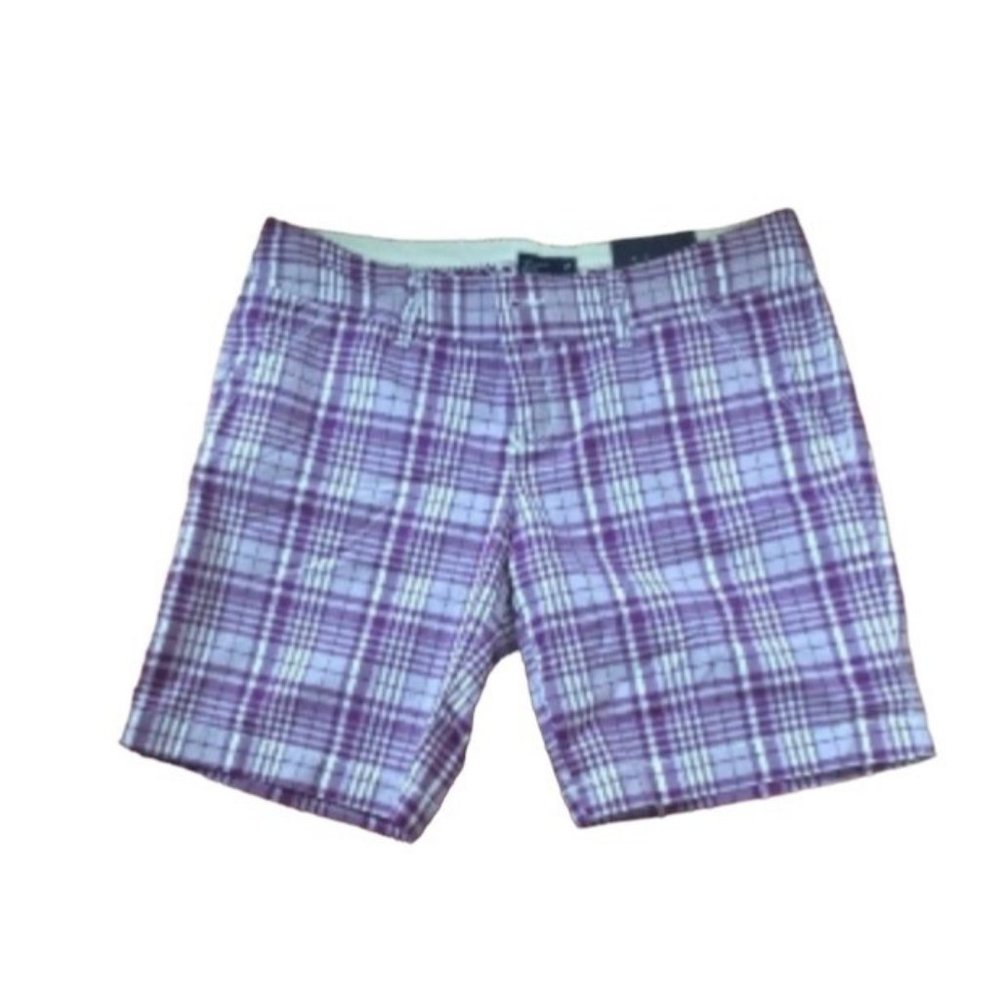 American Eagle Outfitter Shorts NWT Size 10 Purple White Plaid AE Cotton Retro